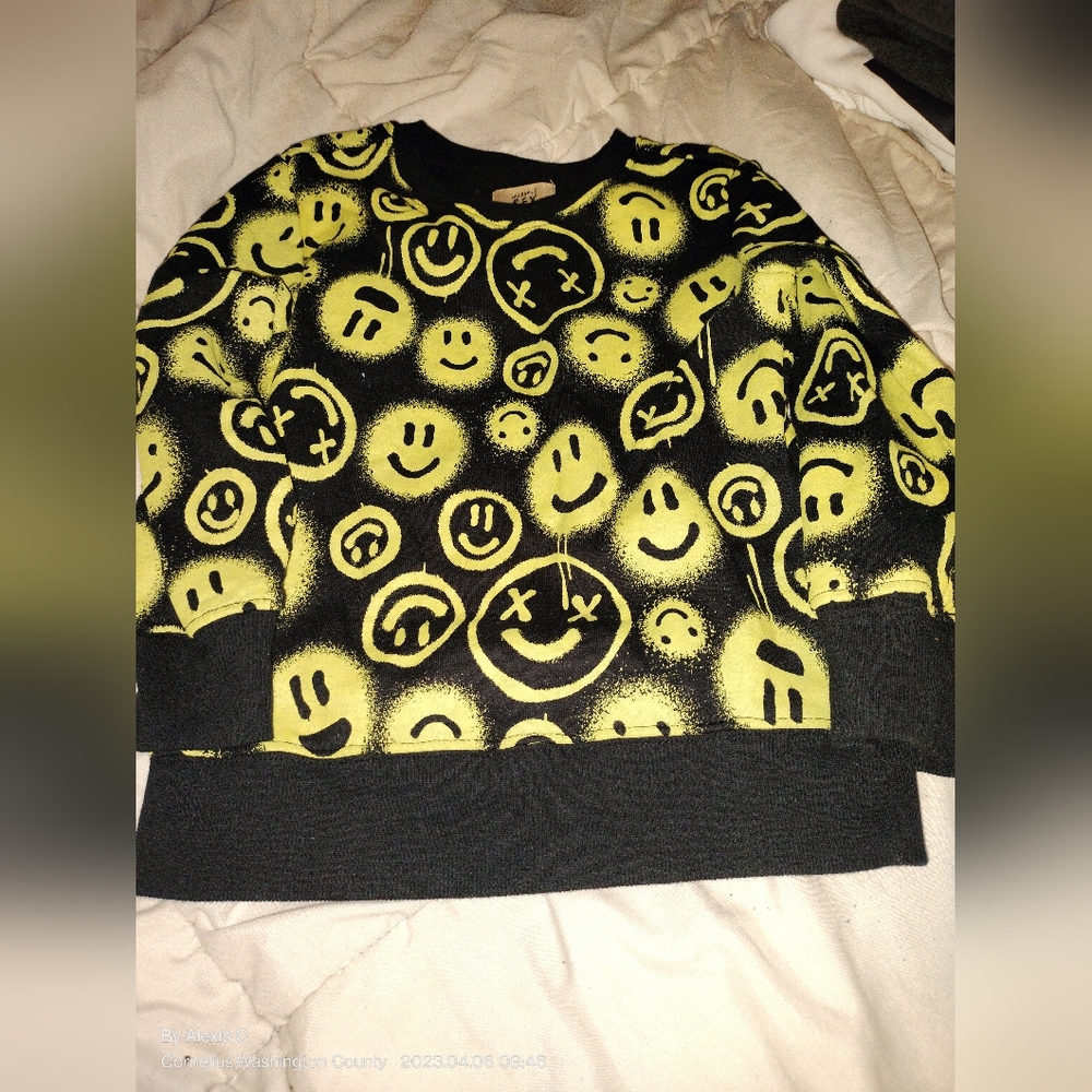 Black Sweatshirt with Yellow Smileys